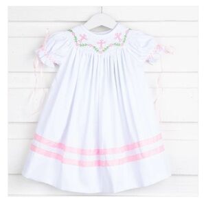 NEW Classic Whimsy Cross and Vine White Smocked Dress